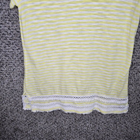 Talbots Top Womens Small Yellow Striped Slub Knit V Neck Cotton Modal Casual - Picture 5 of 7